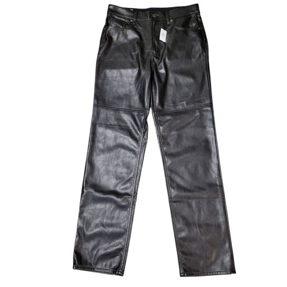 Gap Cheeky Straight High Rise Black Faux Leather Pants - Picture 1 of 7
